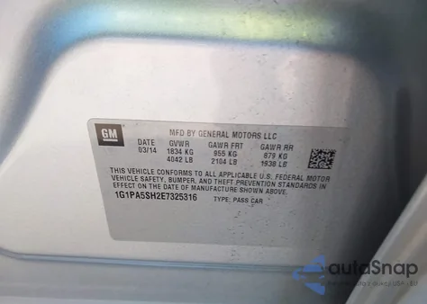 2014 Chevrolet Cruze Ls Auto from USA, damaged, VIN 1G1PA5SH2E7325316